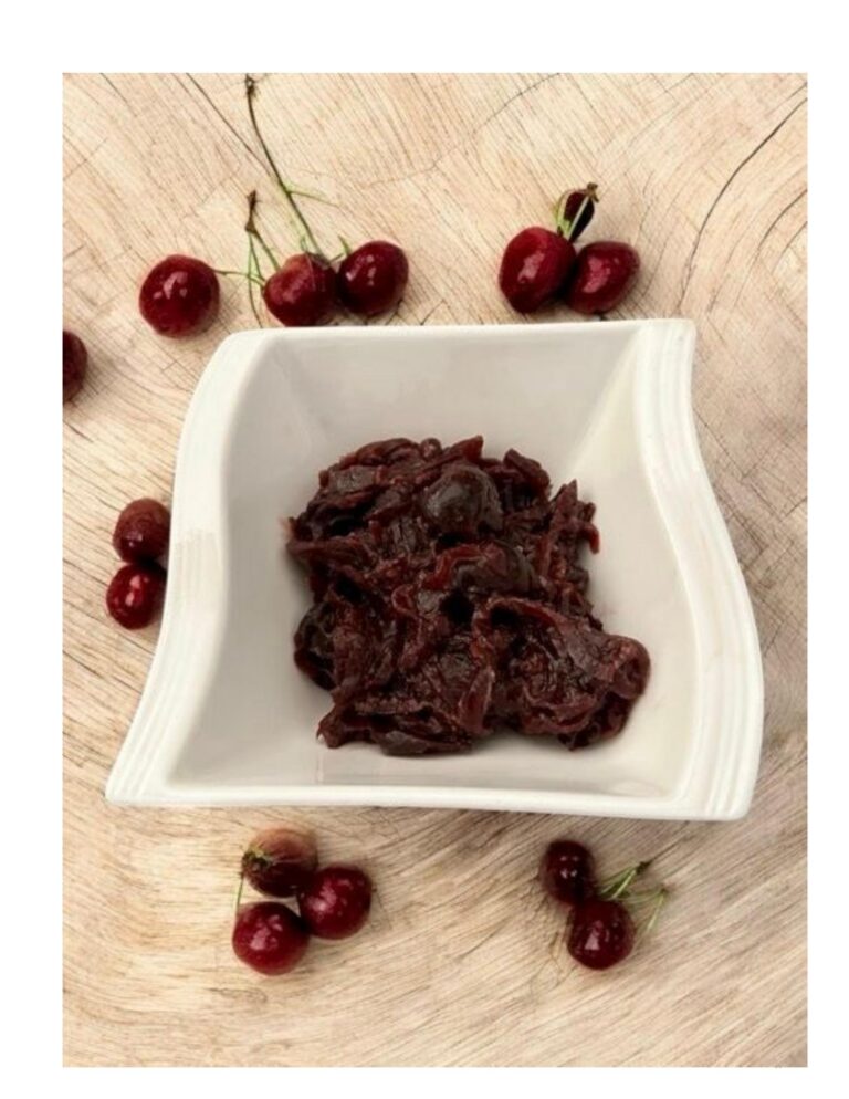 Confit d&rsquo;oignons rouges et cerises