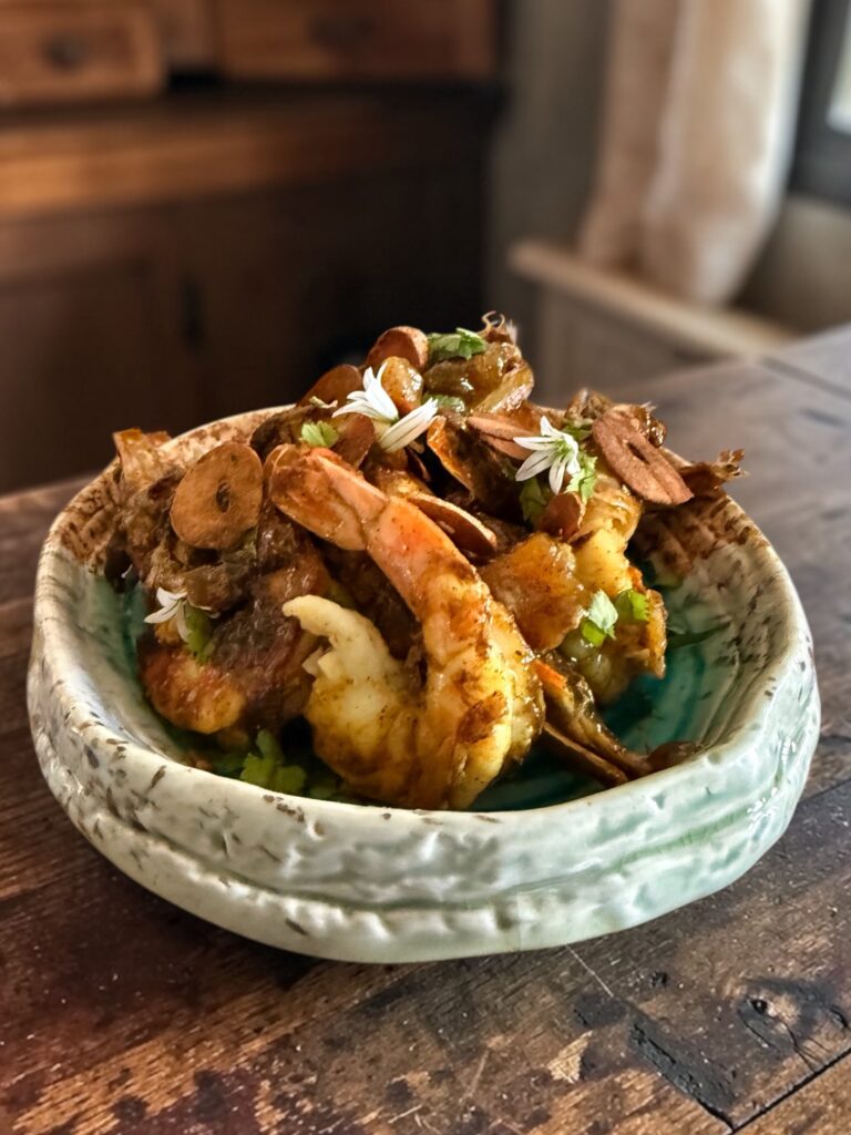 Gambas au mango chutney