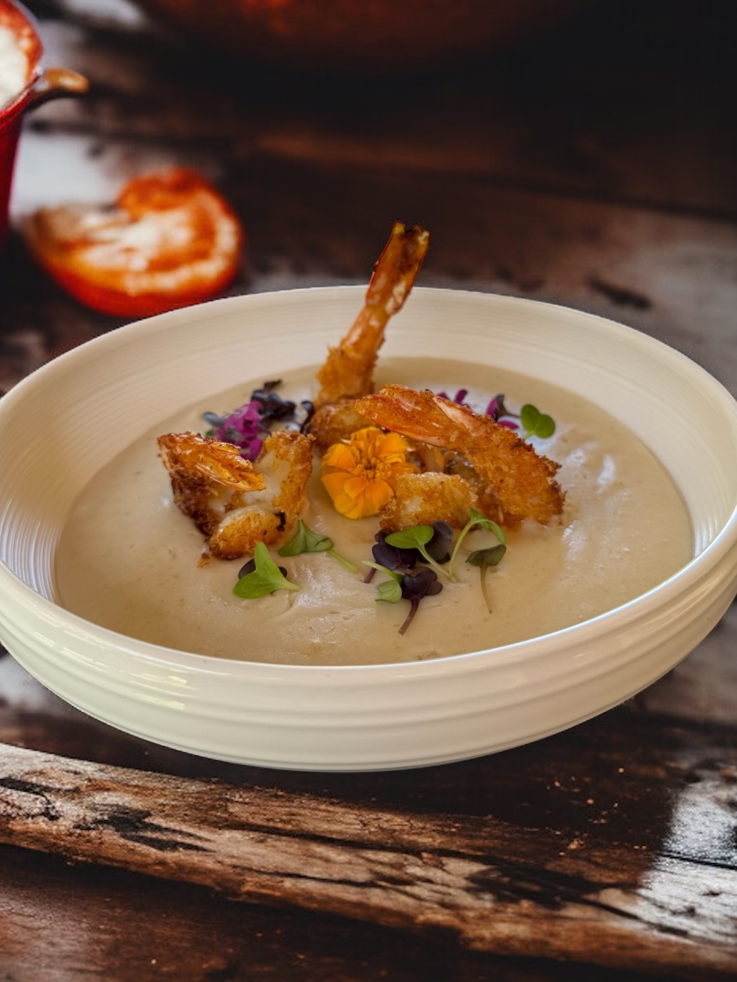 Soupe de manioc et crevettes