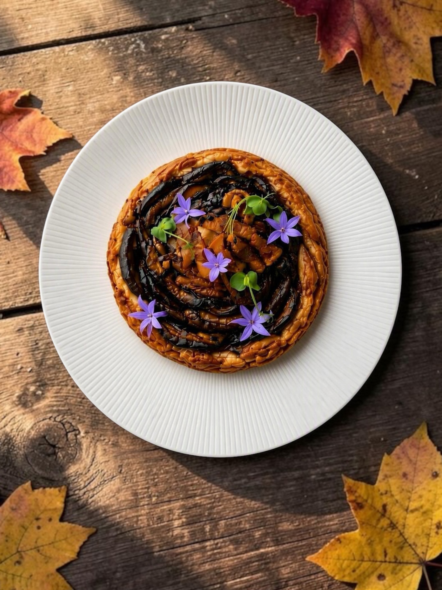 Tartelette aux champignons et guanciale
